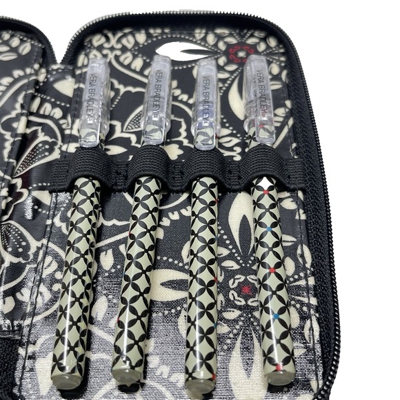Vera Bradley Frill Zip Around Vinyl 4‎ Color Pens & Dividers Pen Holder Wallet - Picture 3 of 11
